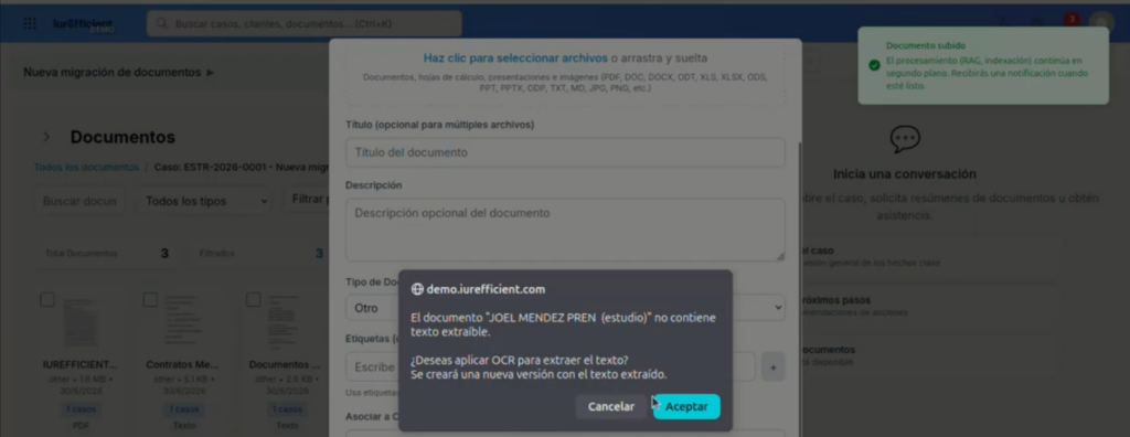 Tutorial: Subiendo documentos sin texto (requieren OCR)